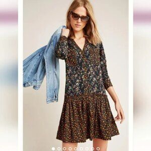 Anthropology Maeve Long Sleeve Floral Dress
